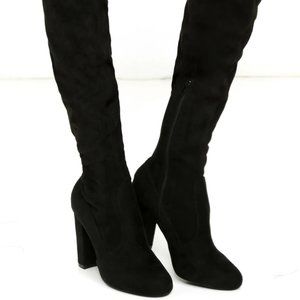 So Much Yes Black Suede Over the Knee Boots